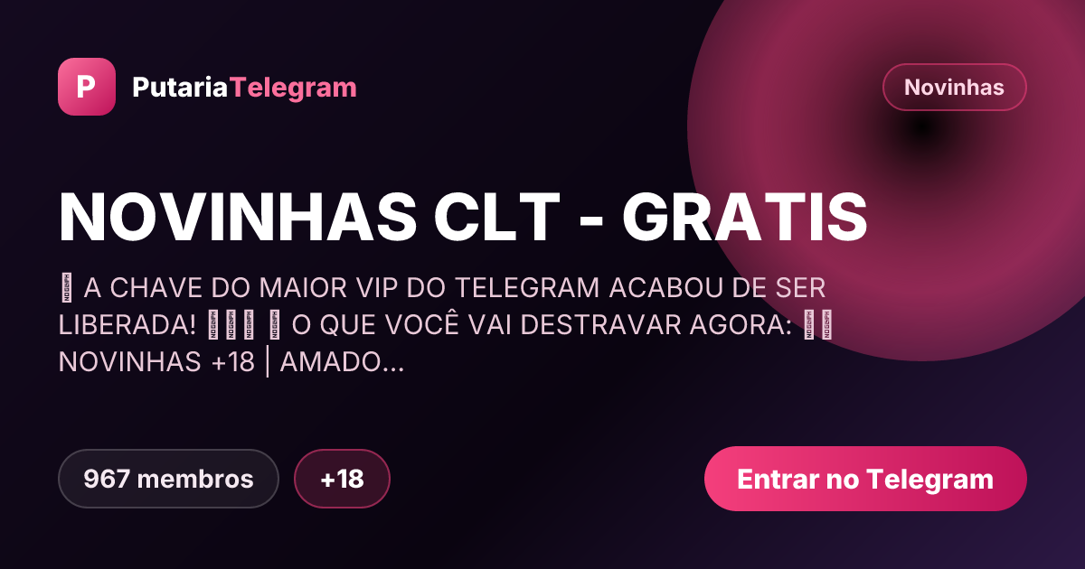 Prévia da imagem de compartilhamento do grupo NOVINHAS CLT - GRATIS